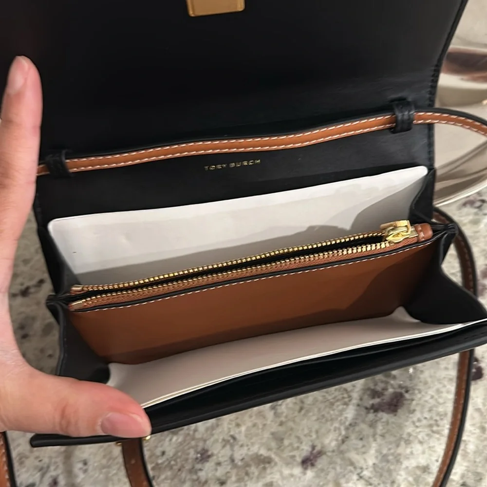 Tory Burch Black and Brown Crossbody Bag